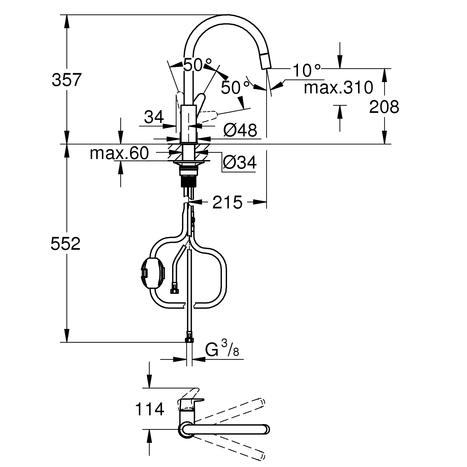 Start Curve Miscelatore monocomando <br />per lavello 5