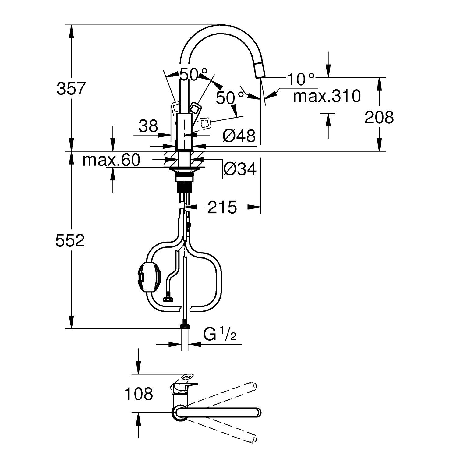 Start Cumbria Single-lever sink mixer 1/2" 4