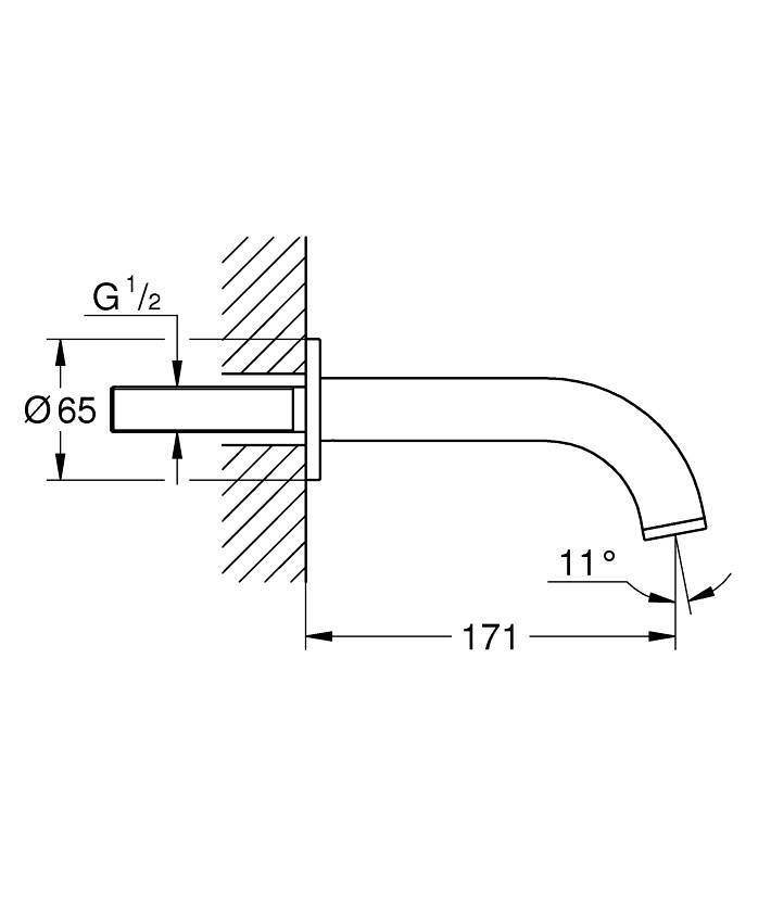 GROHE Atrio Wanneneinlauf ölçü ve teknik çizim