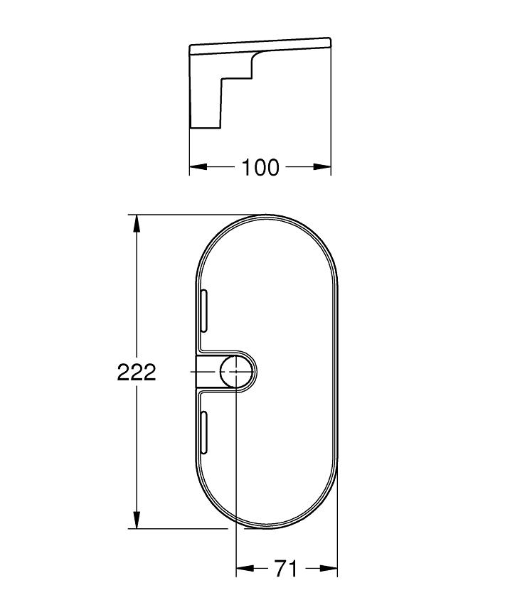 Tempesta GROHE EasyReach™ duş tablası ölçü ve teknik çizim