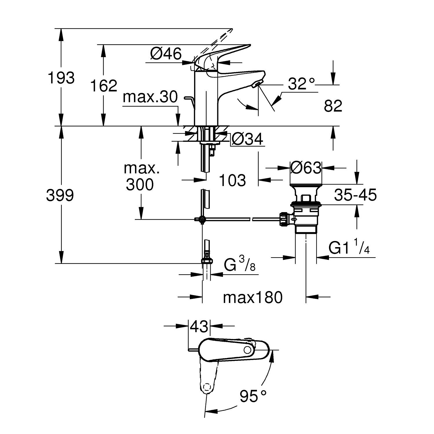 Swift Basin mixer 1/2"<br />S-Size 4