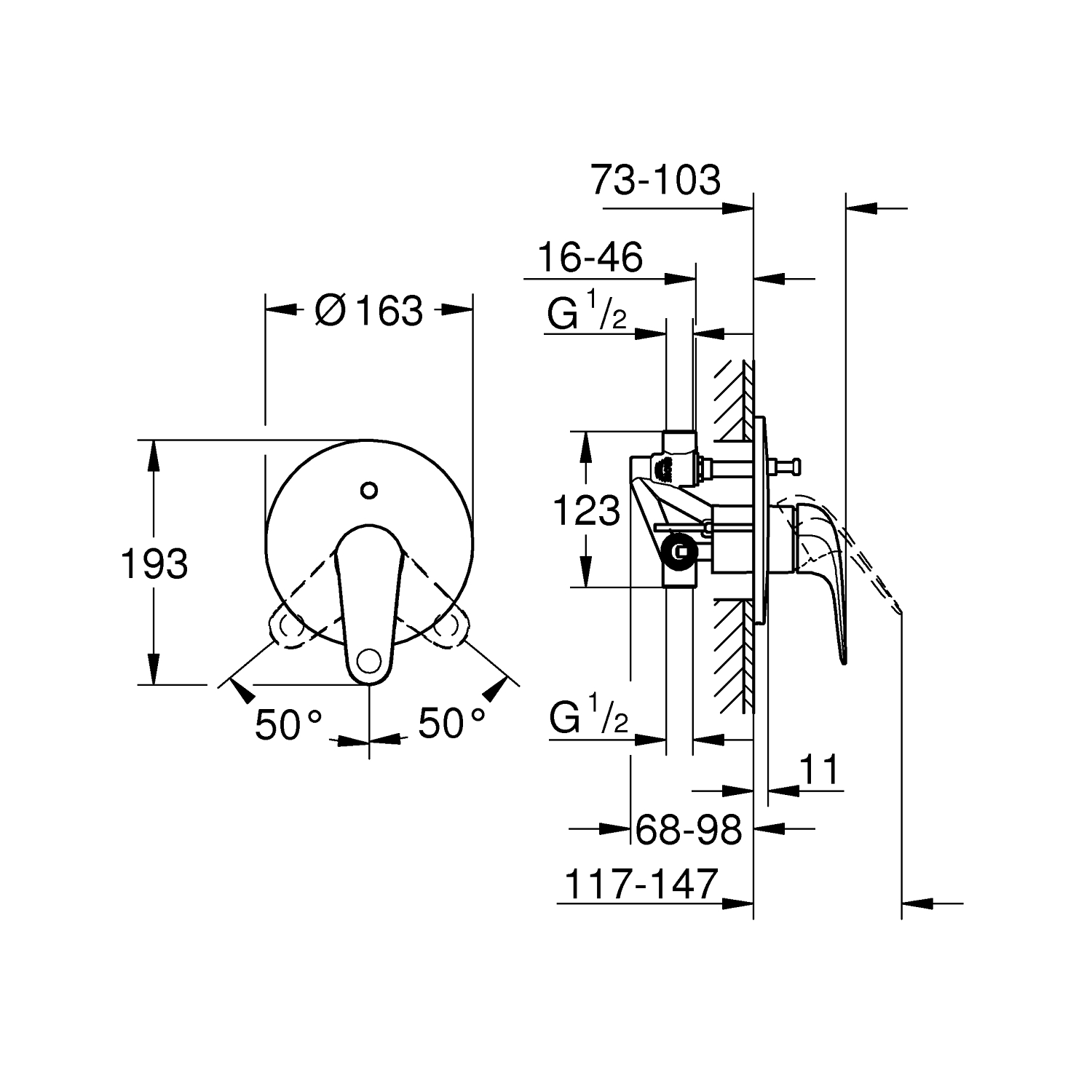 Swift Single-lever bath/shower mixer 1/2" 5
