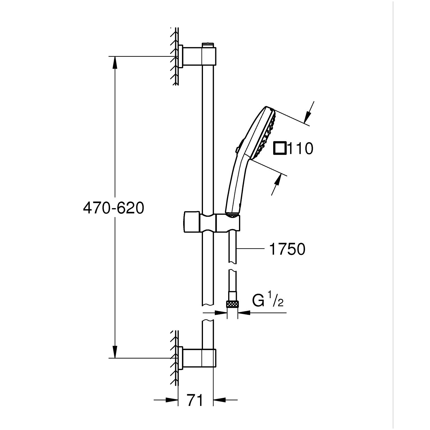 Vitalio Comfort 110 Shower rail set 3 sprays (Rain, Jet, Massage) 4