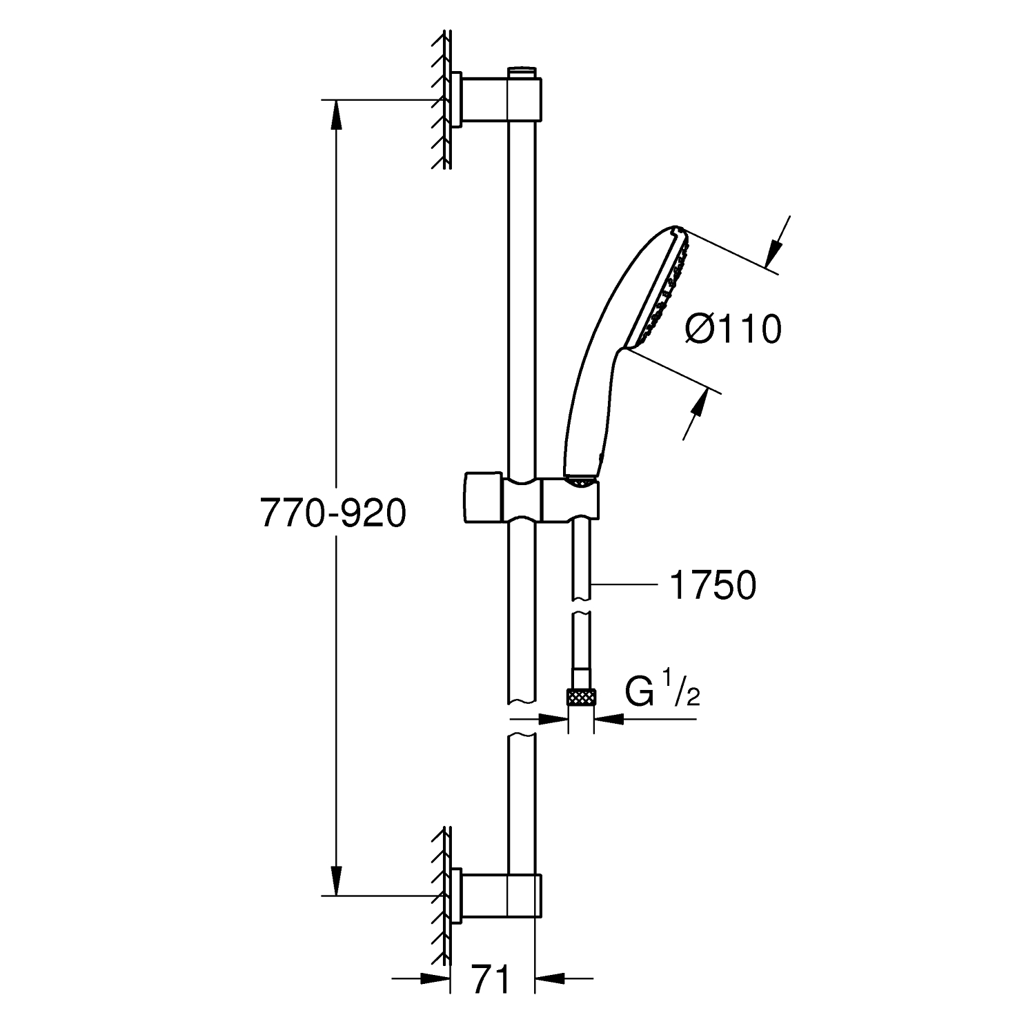 Vitalio Start 110 Shower rail set 1 spray (Rain) 4