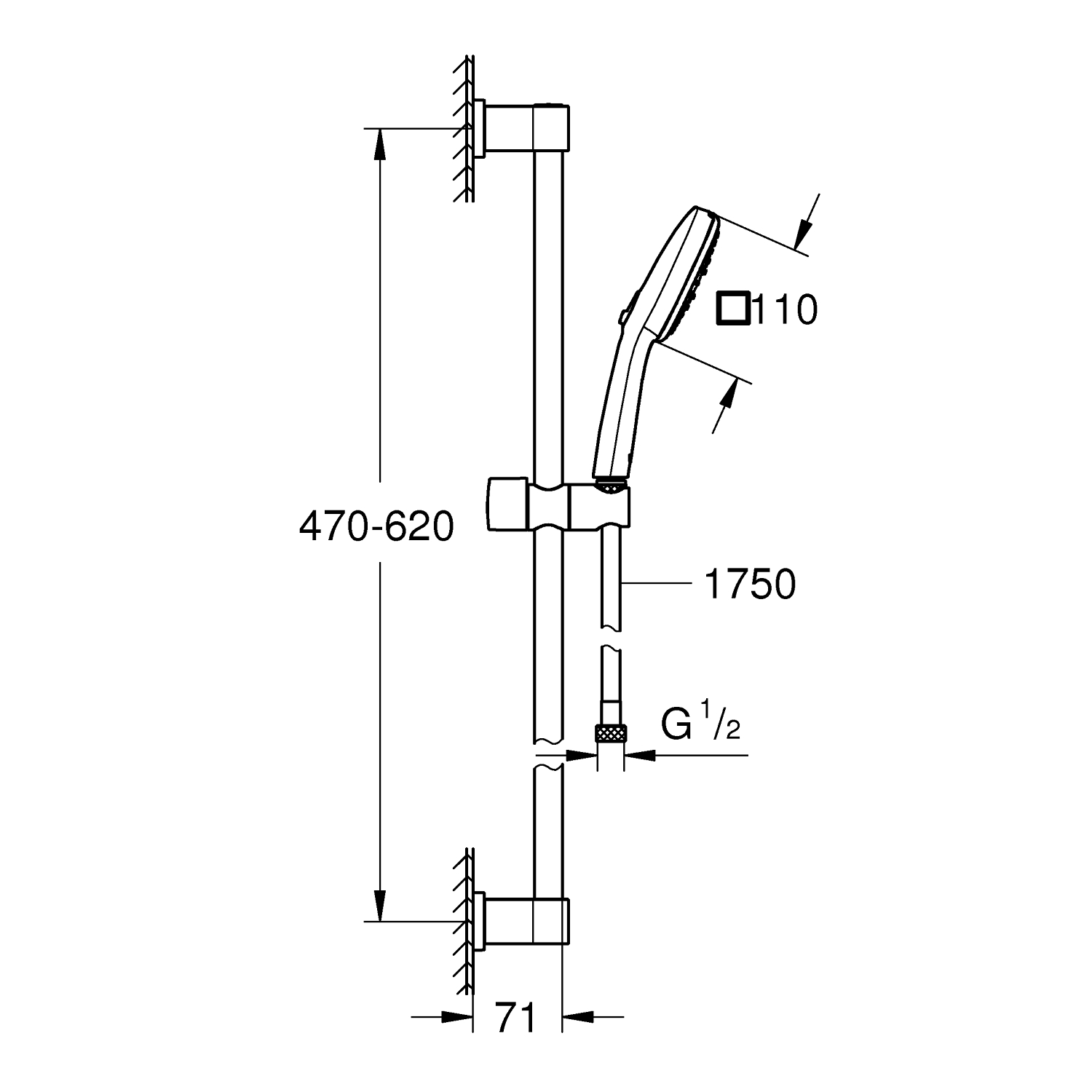 Vitalio Comfort Clova 110 Zestaw z drążkiem prysznicowym, 3 strumienie 4