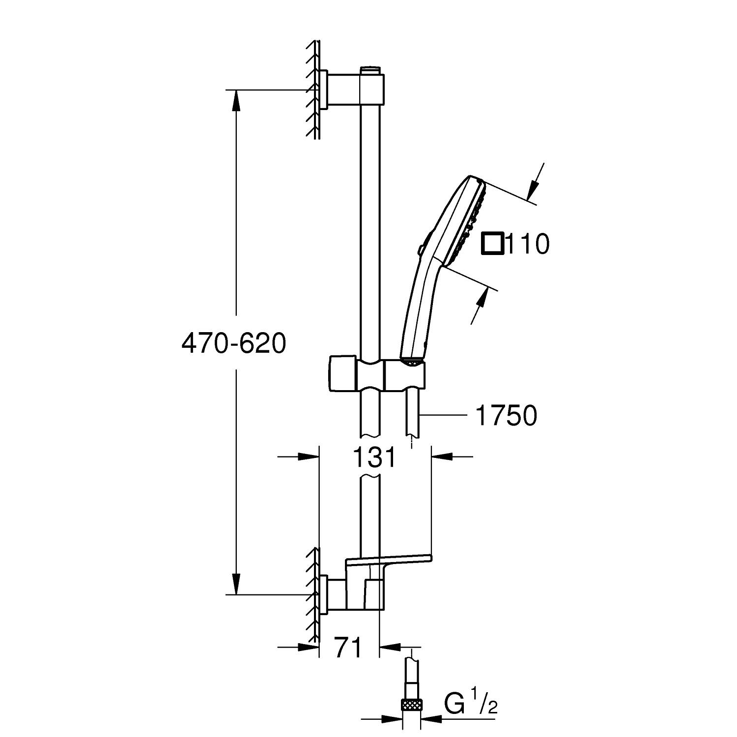 Vitalio Comfort 110 Shower rail set 2 sprays (Rain, Jet) 4