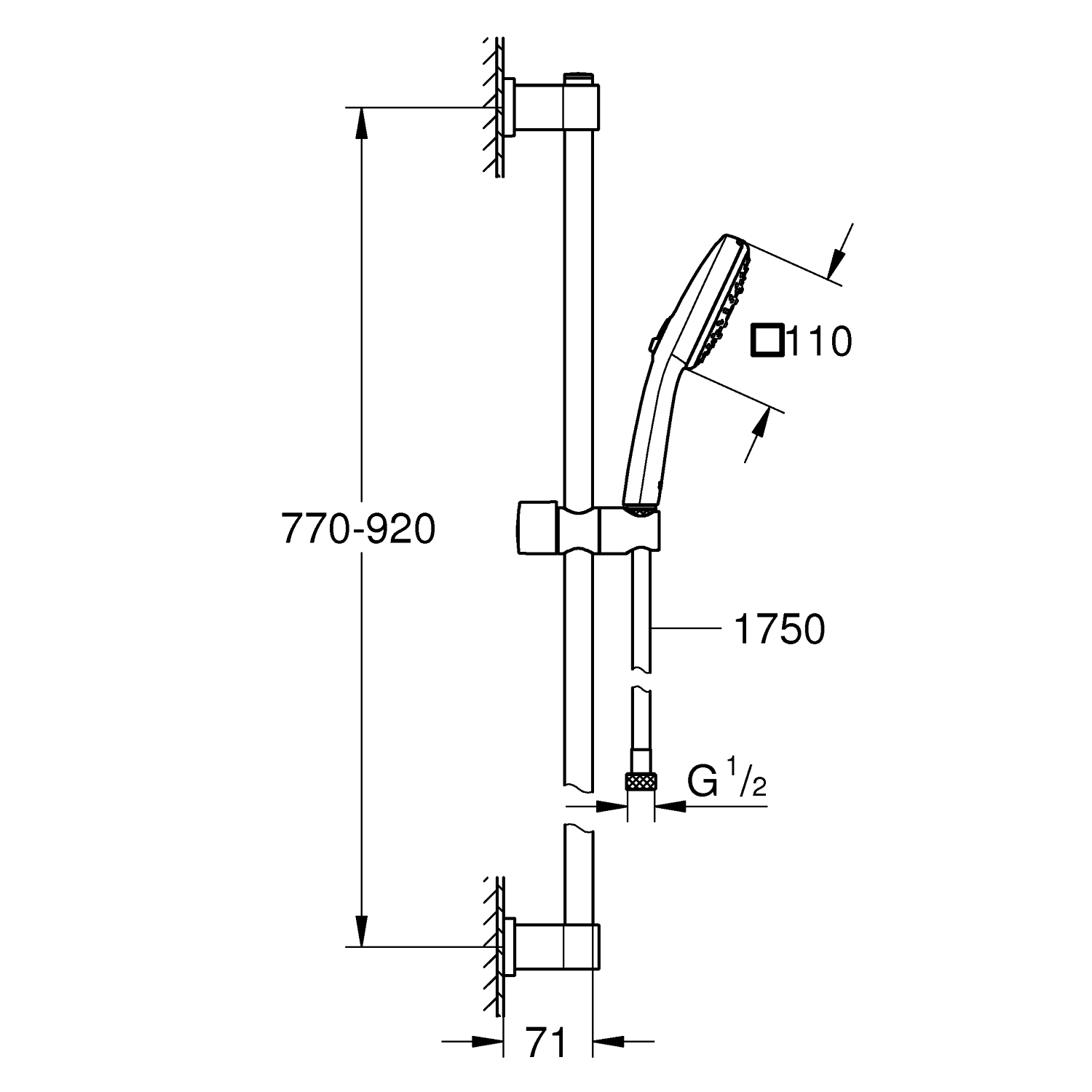Vitalio Comfort 110 Shower rail set 3 sprays (Rain, Jet, Massage) 4