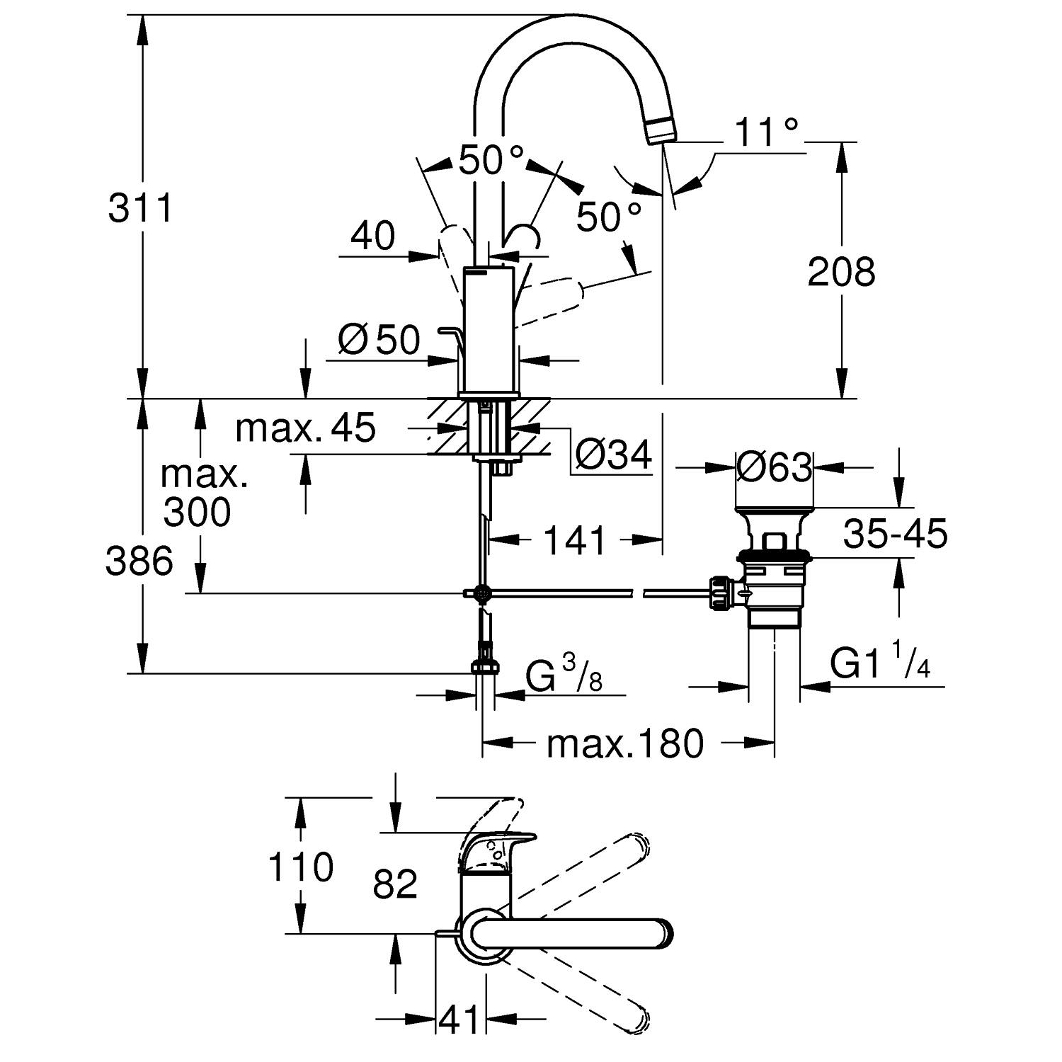 Swift Single-lever basin mixer 1/2"<br />L-Size 5