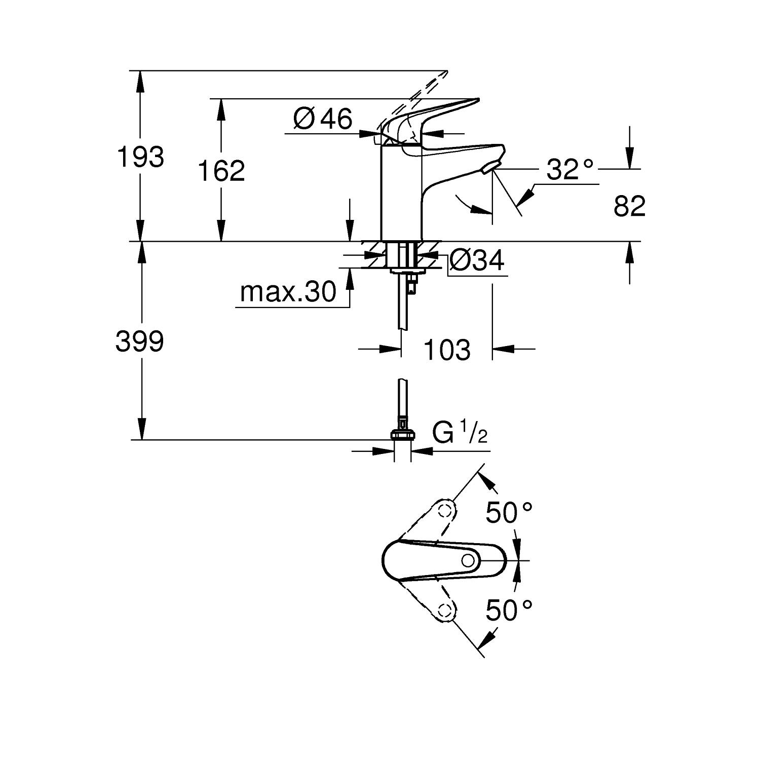 Swift Basin mixer 1/2"<br />S-Size 4