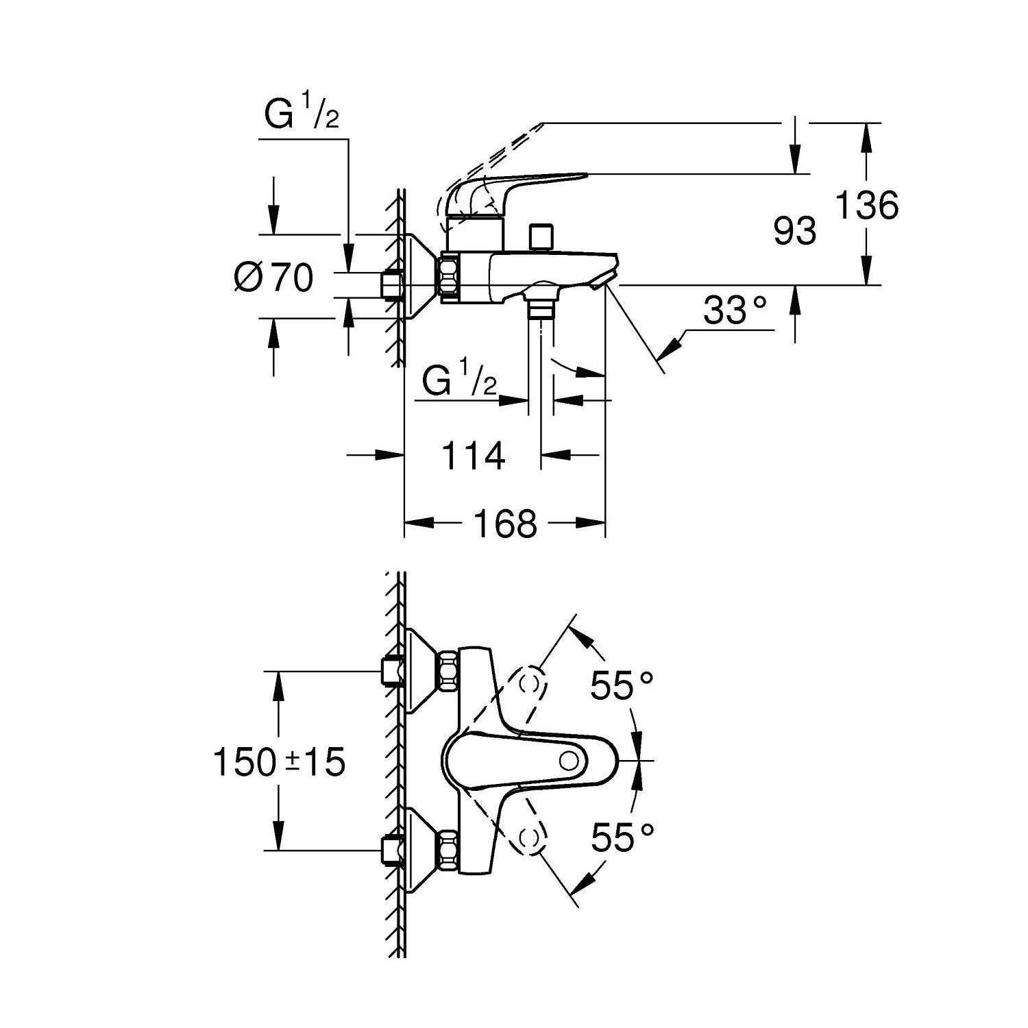 Swift Single-lever bath/shower mixer 1/2" 5