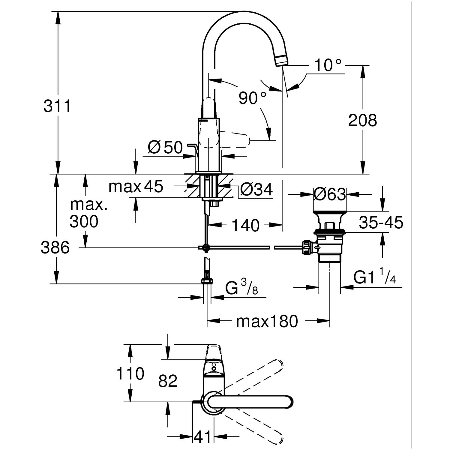 Swift Single-lever basin mixer 1/2"<br />L-Size 5