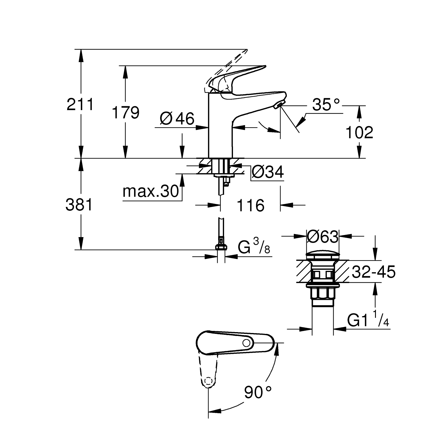 Swift Basin mixer 1/2"<br />M-Size 4