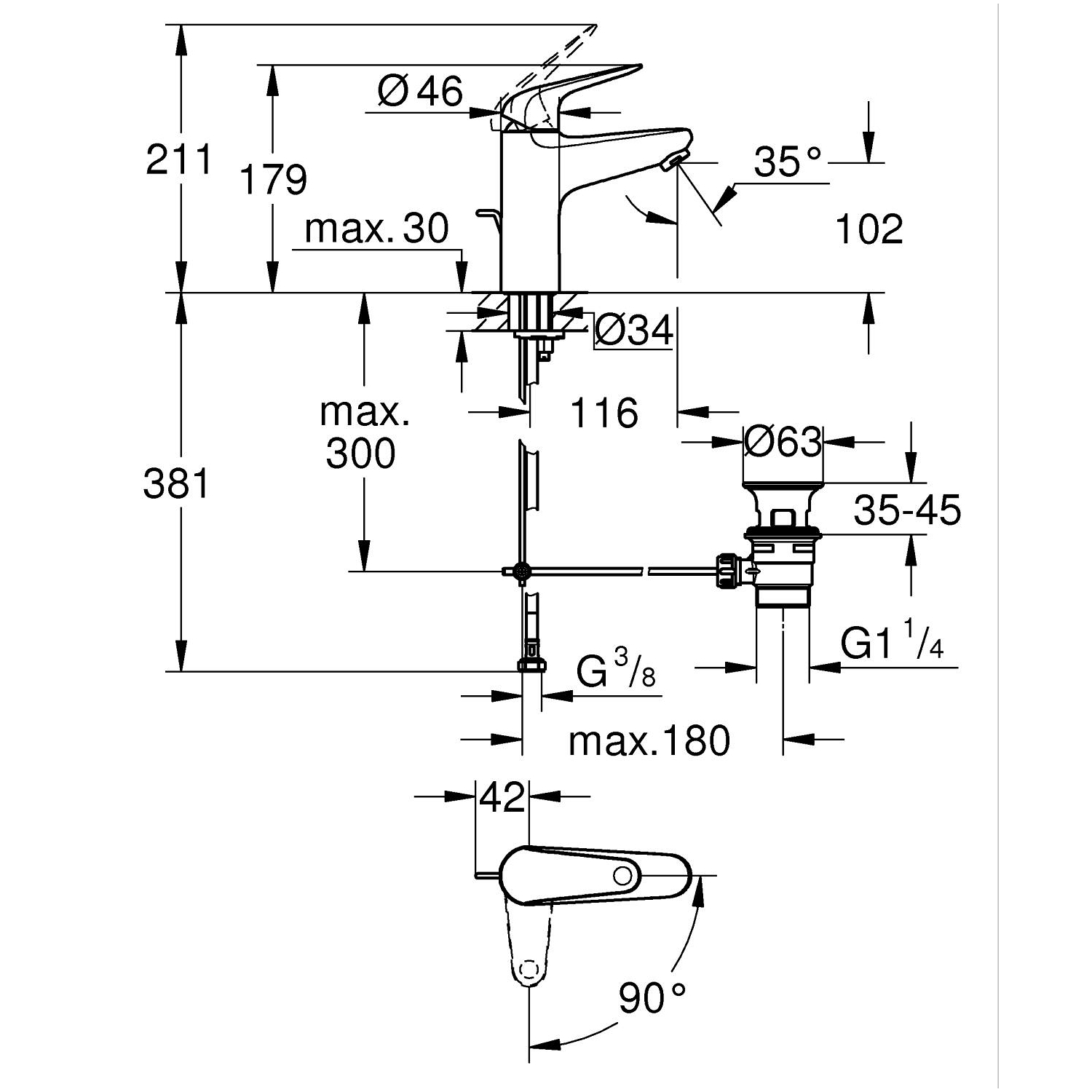 Swift Basin mixer 1/2"<br />M-Size 4