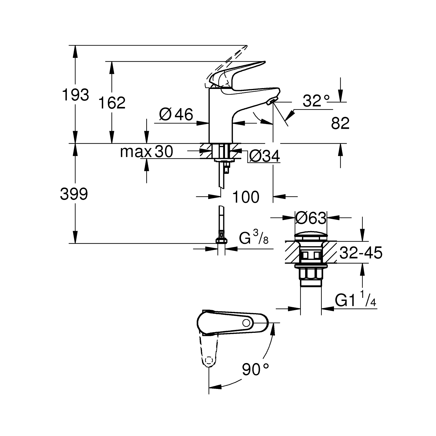 Swift Basin mixer 1/2"<br />S-Size 4
