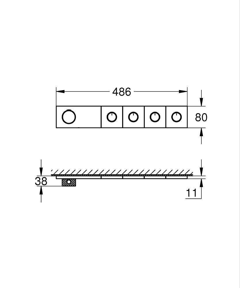 Thermostat for concealed installation with 4 valves ölçü çizimi