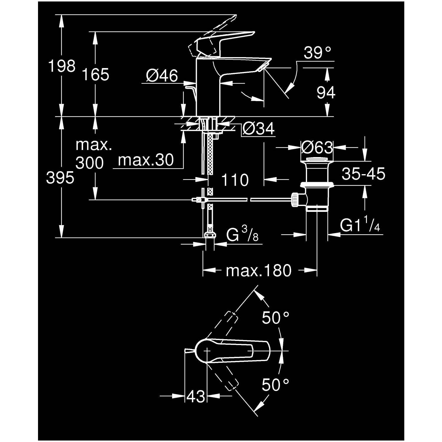 Start - Basin Tap S-Size with Pop-up Waste Set - Chrome 5