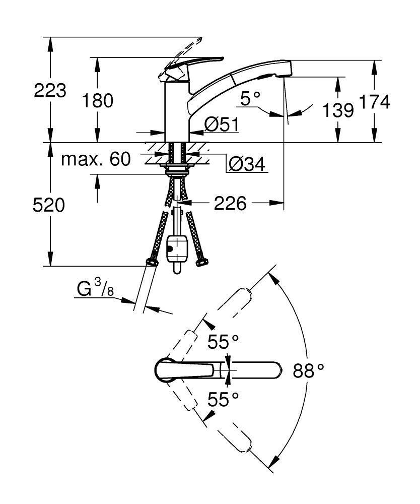 ЧертежGrohe Parkfield (30215000)