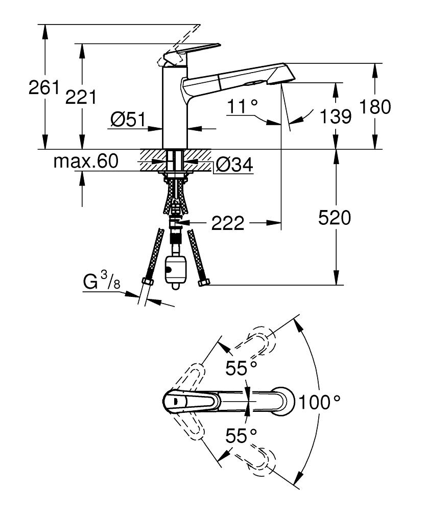 ЧертежGrohe Parkfield (30215000)