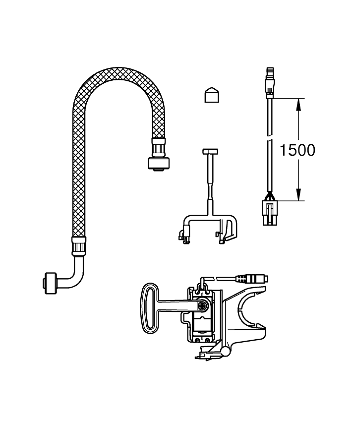 No Collection - GROHE Installation kit for automatic flush and pre-flush ölçü ve teknik çizim