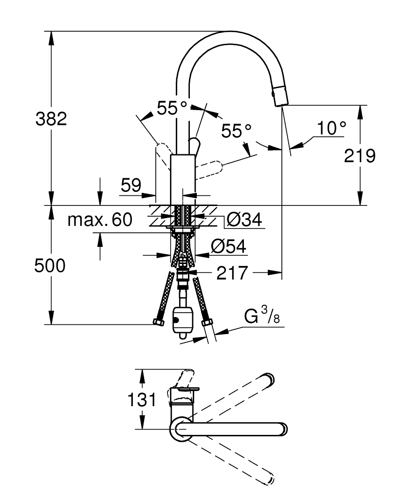 ЧертежGrohe Eurostyle Cosmopolitan (31159002)
