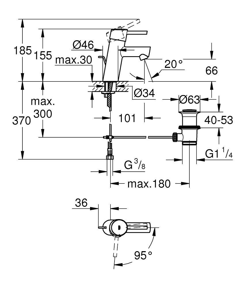 ЧертежGrohe Concetto (3224010E)