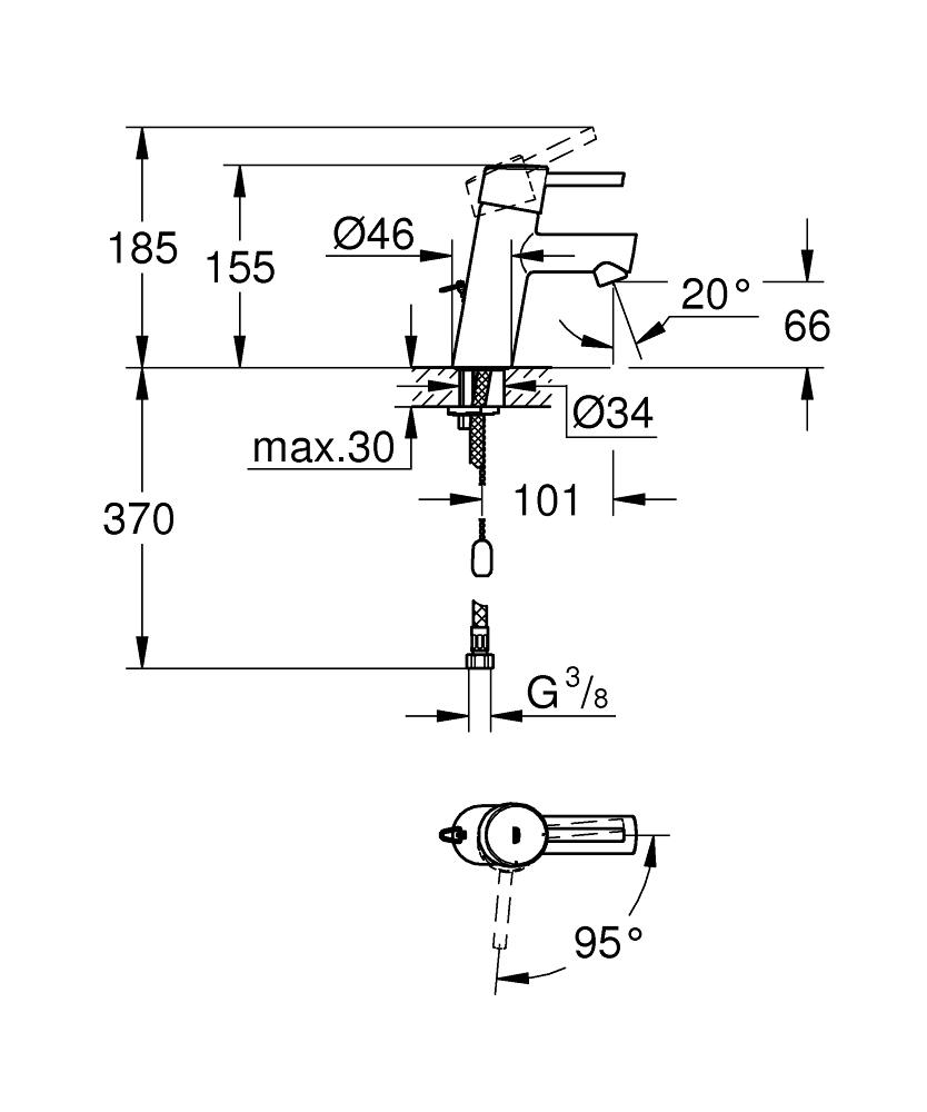 ЧертежGrohe Concetto (3224010E)