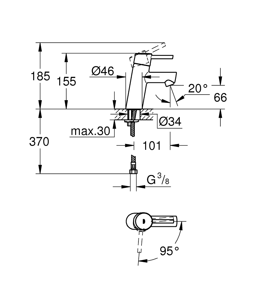 ЧертежGrohe Concetto (3224010E)