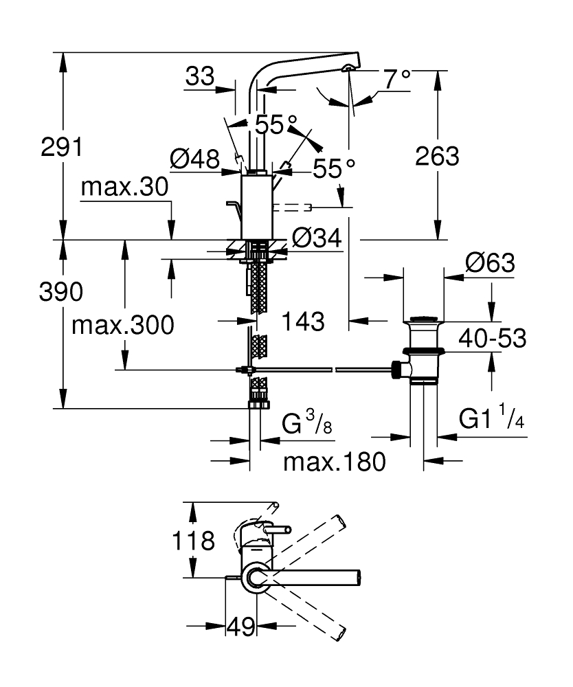 ЧертежGrohe Concetto (32629001)