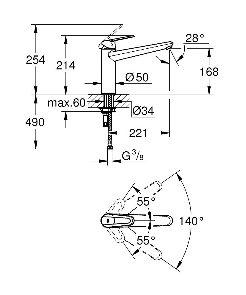 ЧертежGrohe Parkfield (30215000)