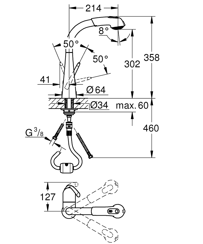 ЧертежGrohe Zedra (32553SD0)