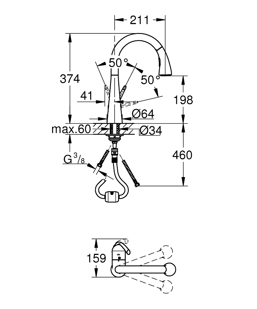 ЧертежGrohe Zedra (32294001)