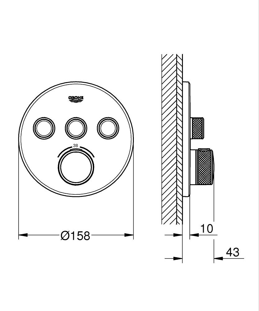 ЧертежHansgrohe Ecostat E (15705000)