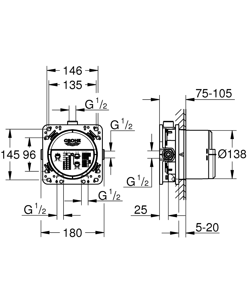 ЧертежGrohe Rapido T (35500000)