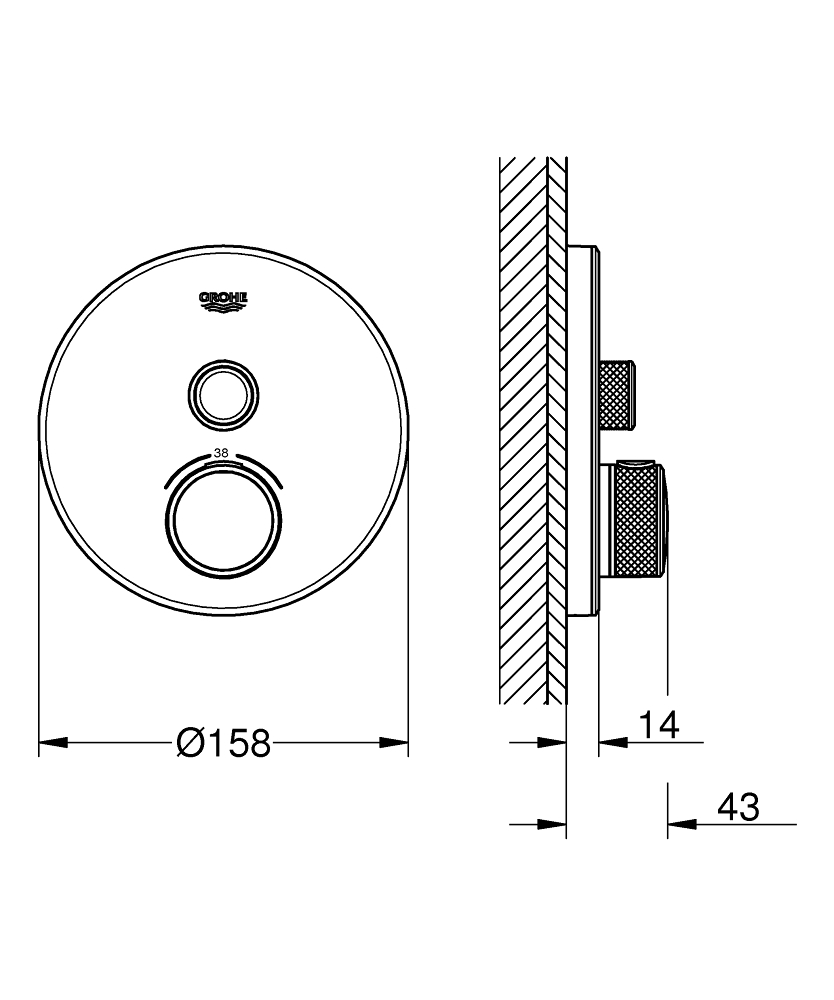 ЧертежHansgrohe Ecostat E (15705000)