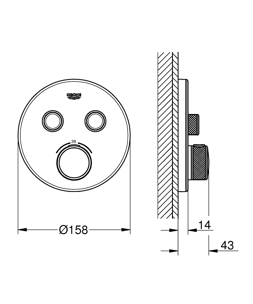 ЧертежHansgrohe Ecostat E (15705000)