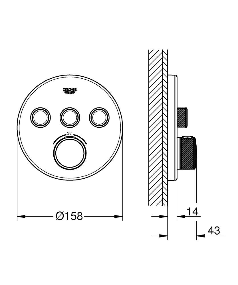 ЧертежHansgrohe Ecostat E (15705000)