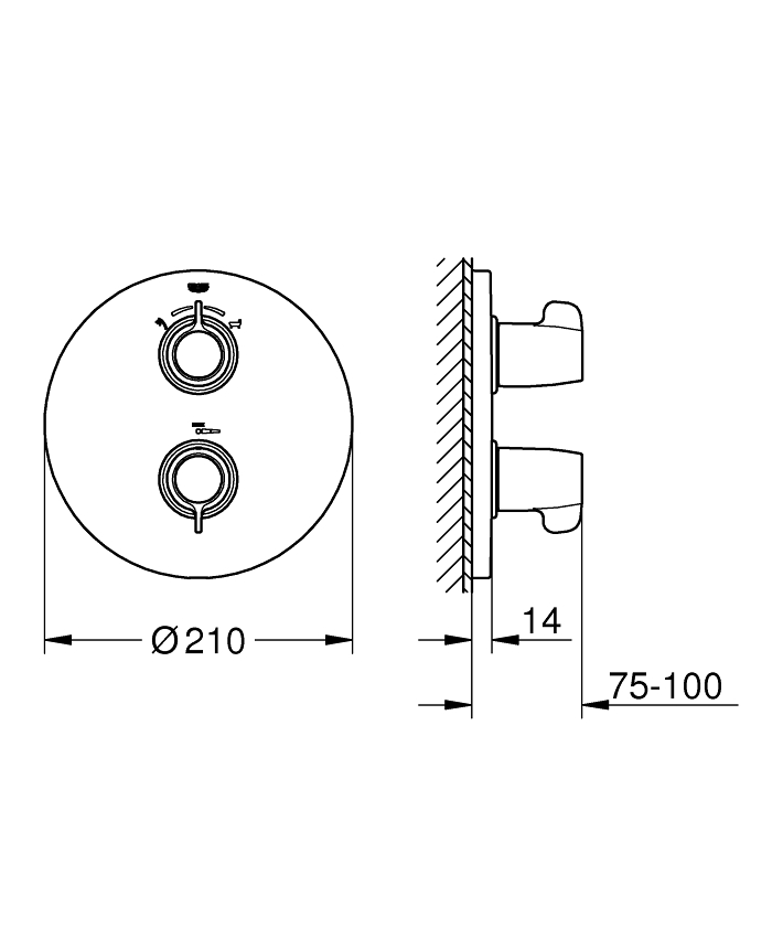 Grohtherm Special Termostatik banyo/duş bataryası ölçü ve teknik çizim