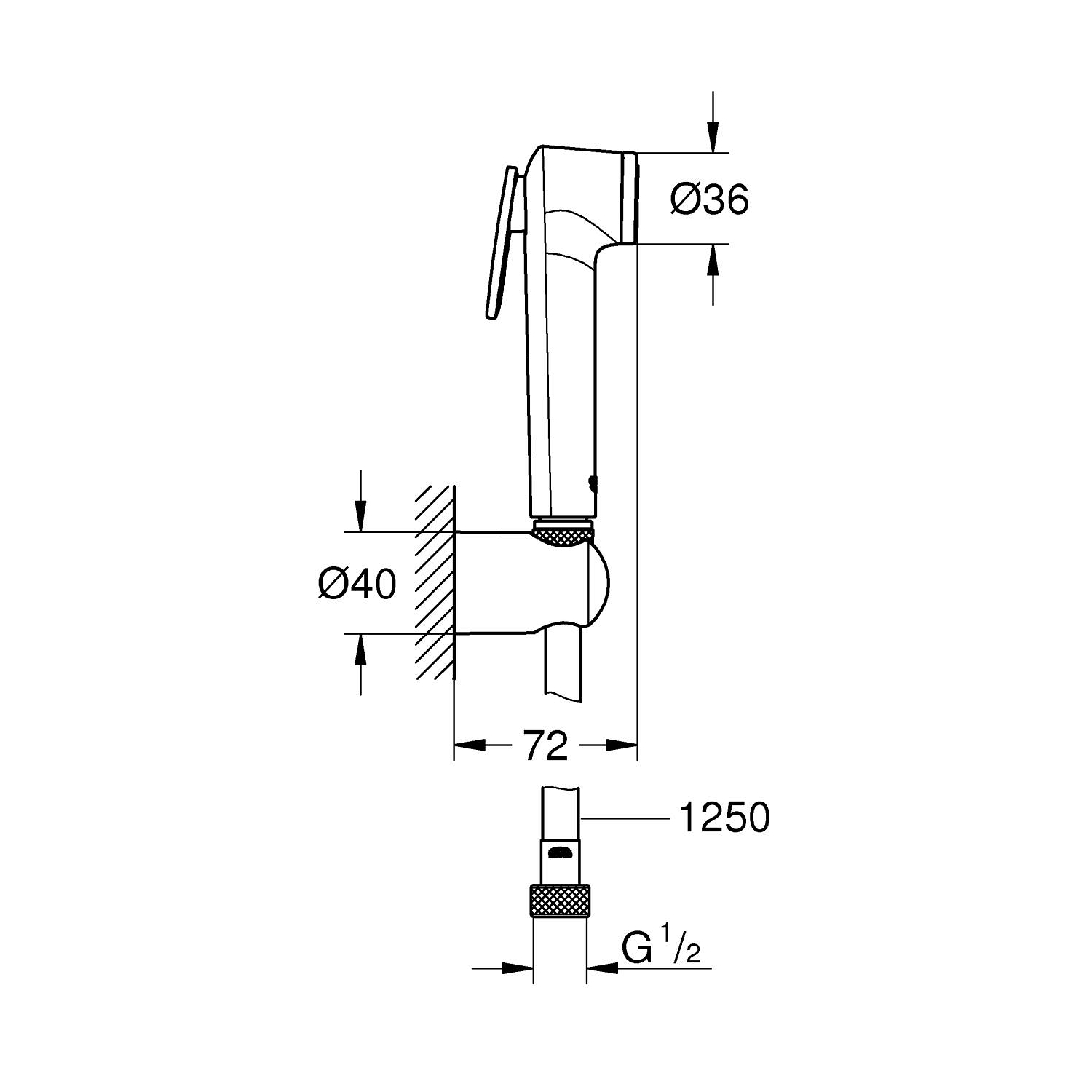 Vitalio Trigger Spray 30 Support de douche mural 1 jet 2