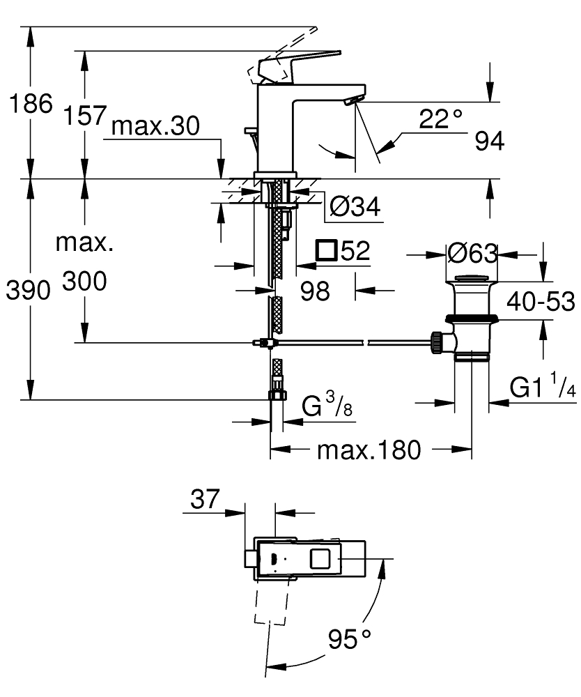 ЧертежGrohe Eurocube (23445000)