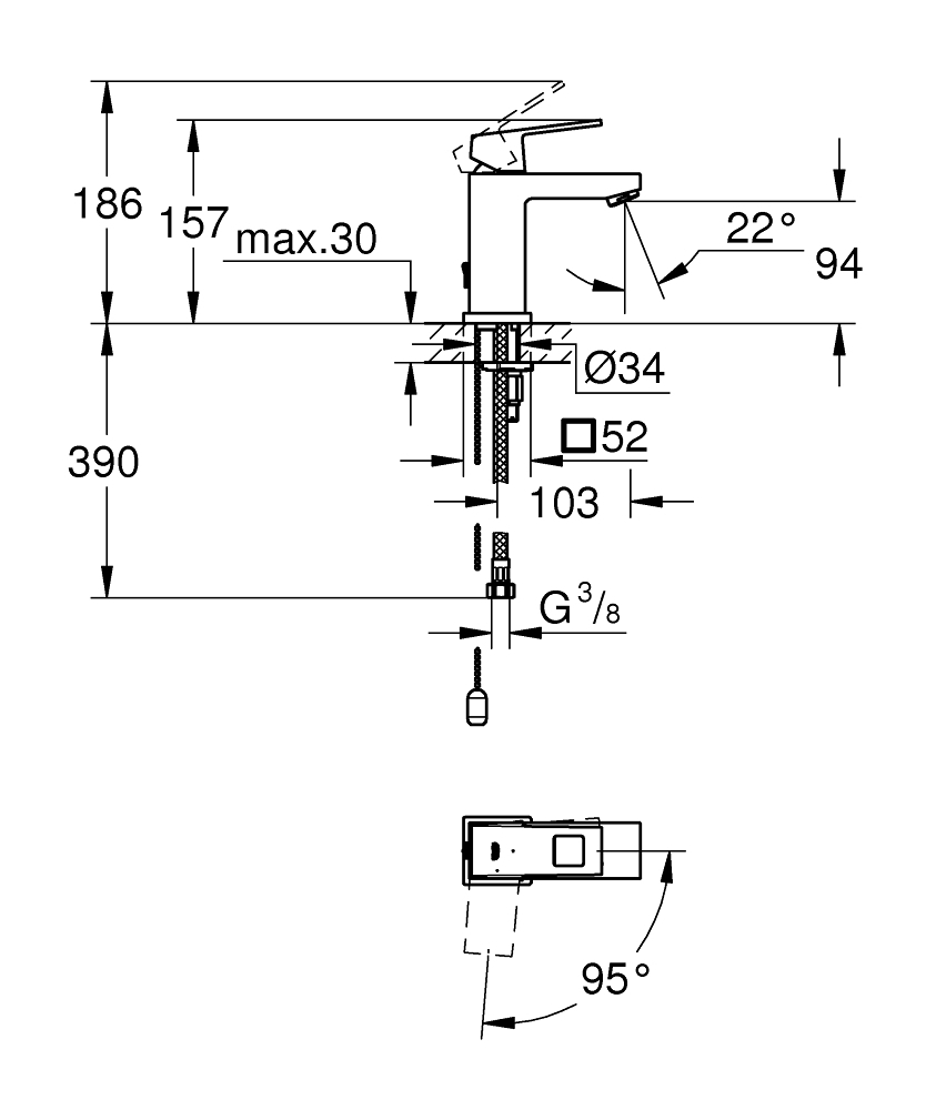 ЧертежGrohe Eurocube (23445000)