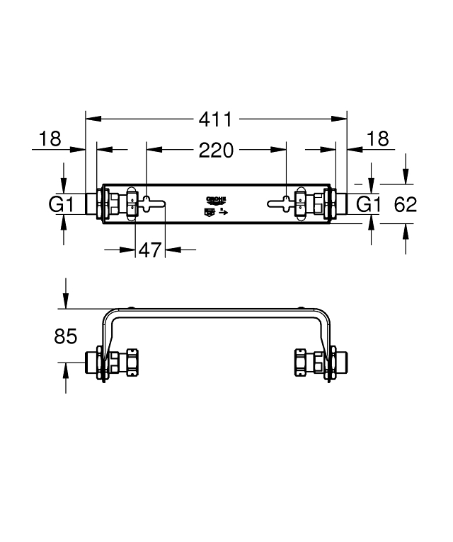 Miniatuur 2: GROHE Sense Guard Wandmontagebeugel