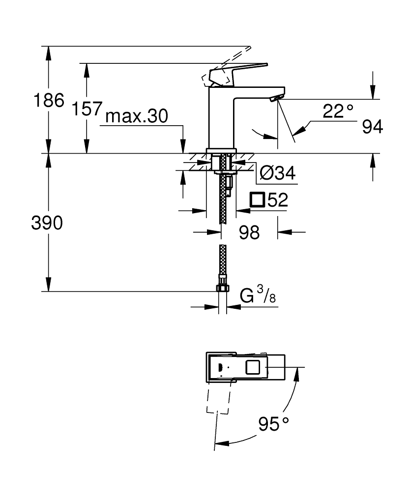 ЧертежGrohe Eurocube (23445000)