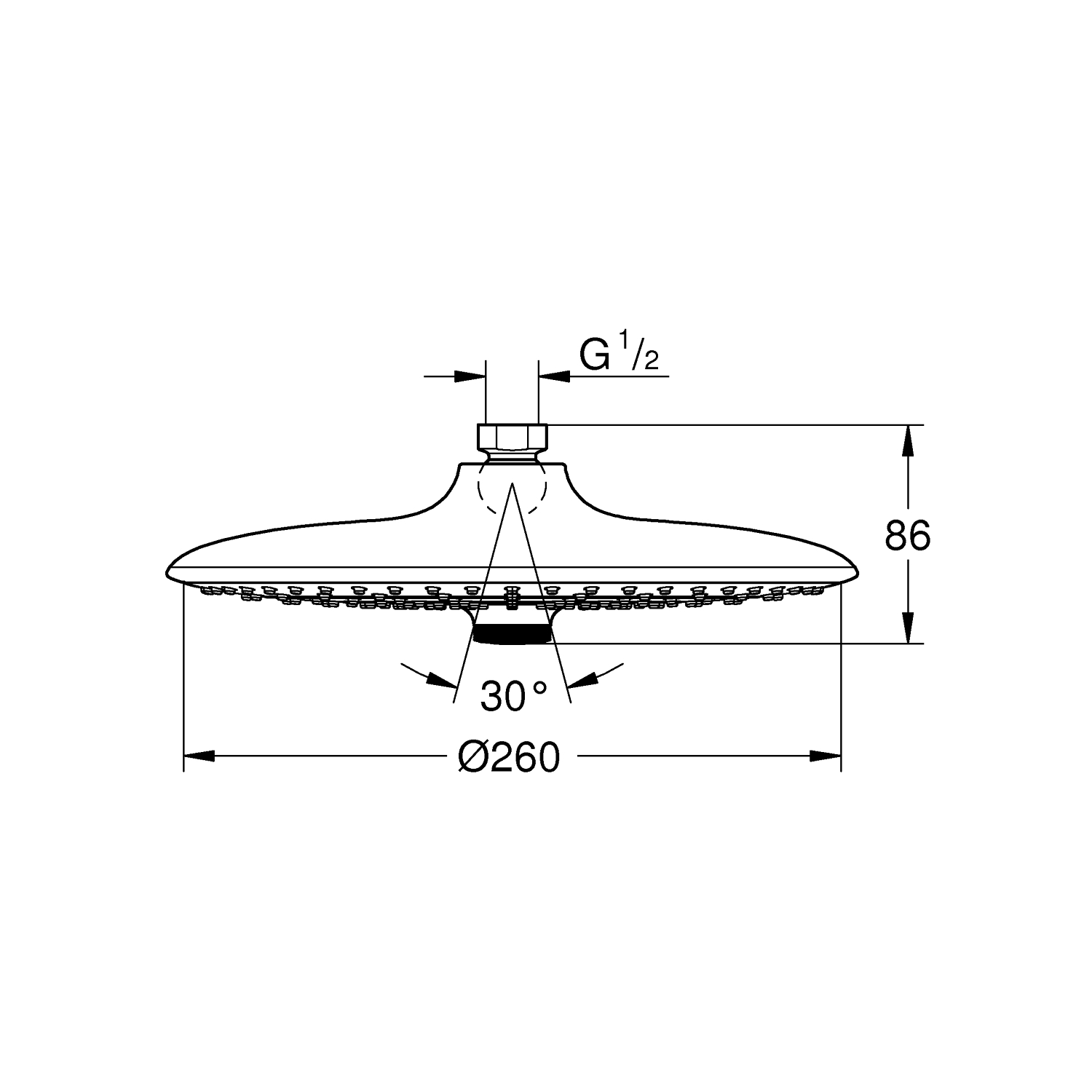 Vitalio Joy - Showerhead 260mm 9,5l with 3 Spray Types - Chrome 2