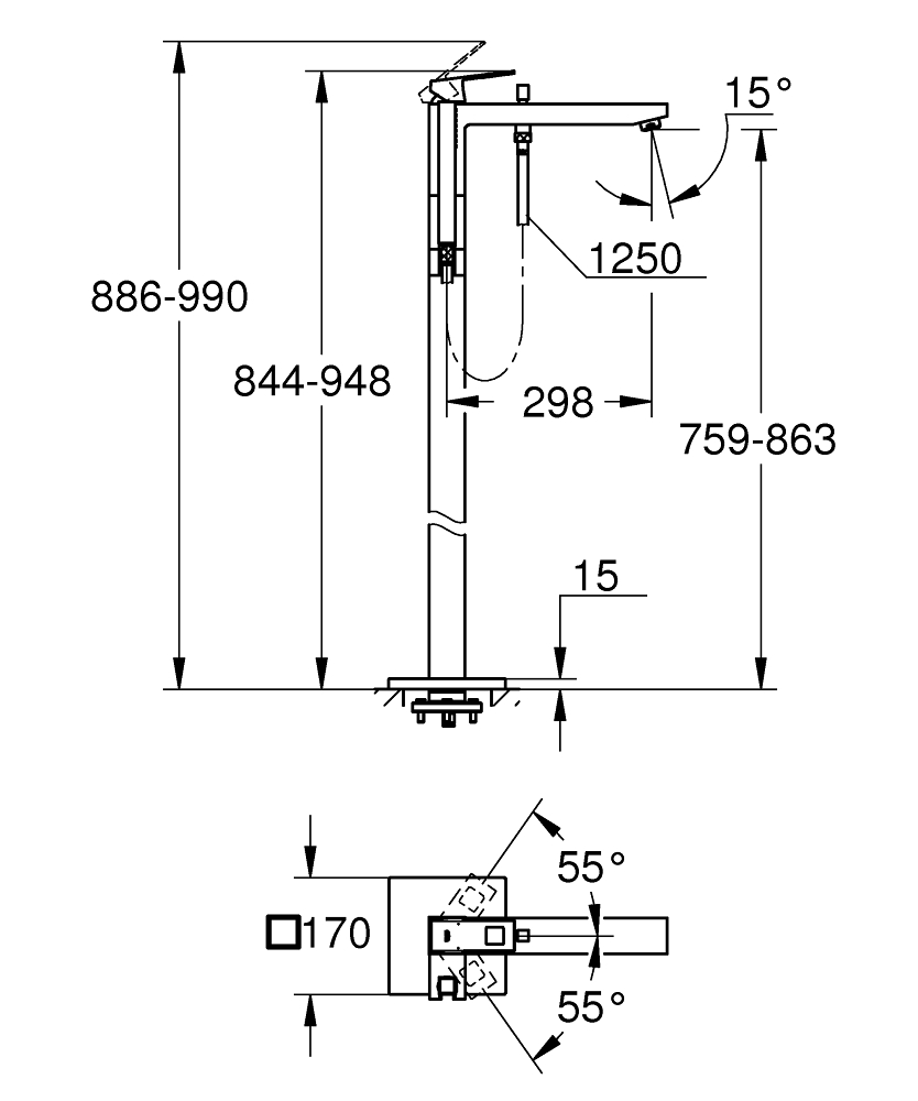 ЧертежGrohe Atrio (32653002)