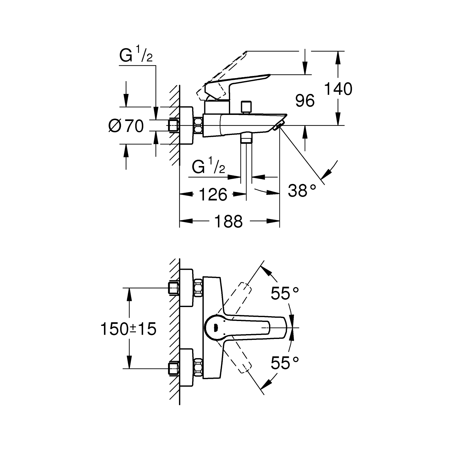 Start Single-lever bath/shower mixer 1/2" 4