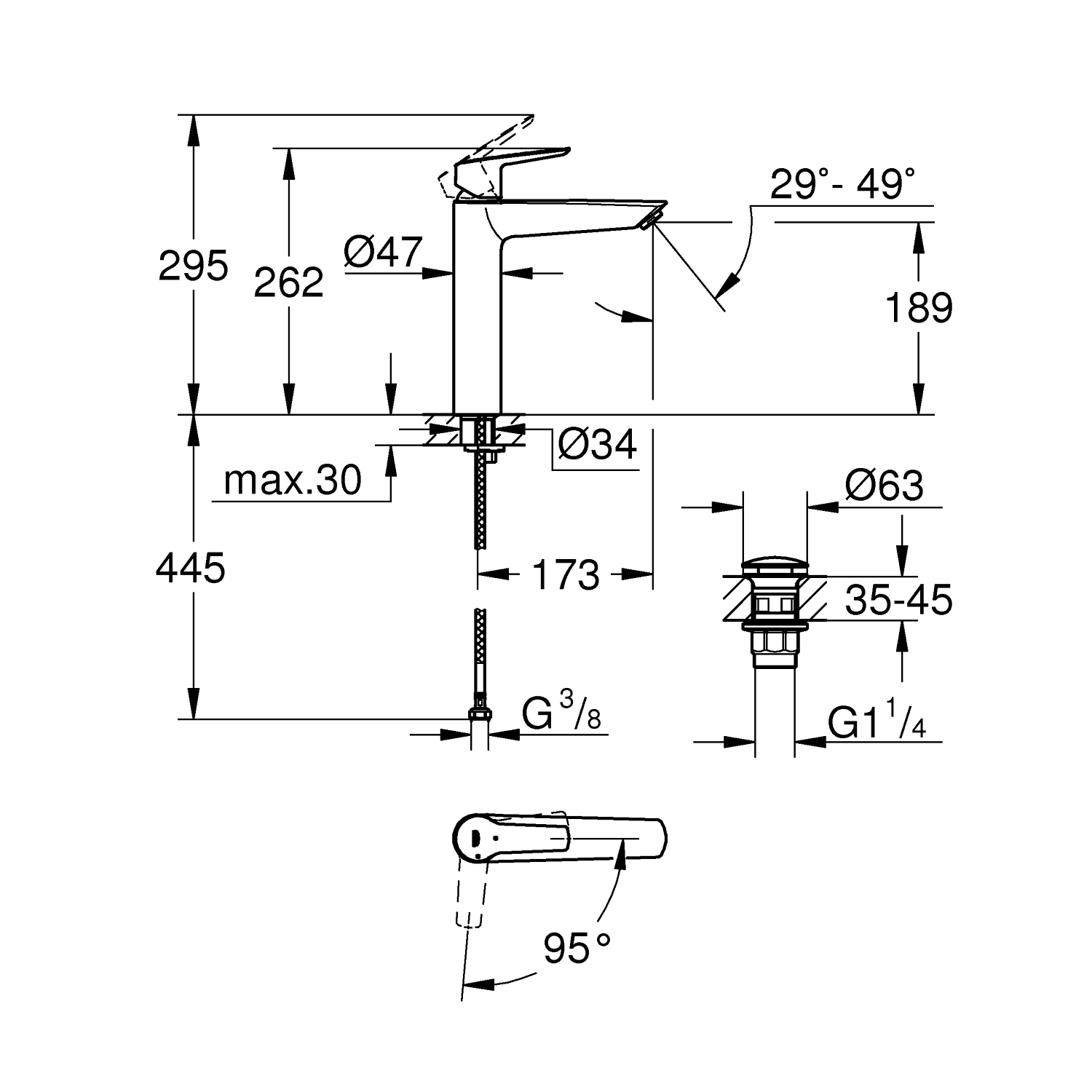 Start Einhand-Waschtischbatterie, 1/2"<br />XL-Size 4