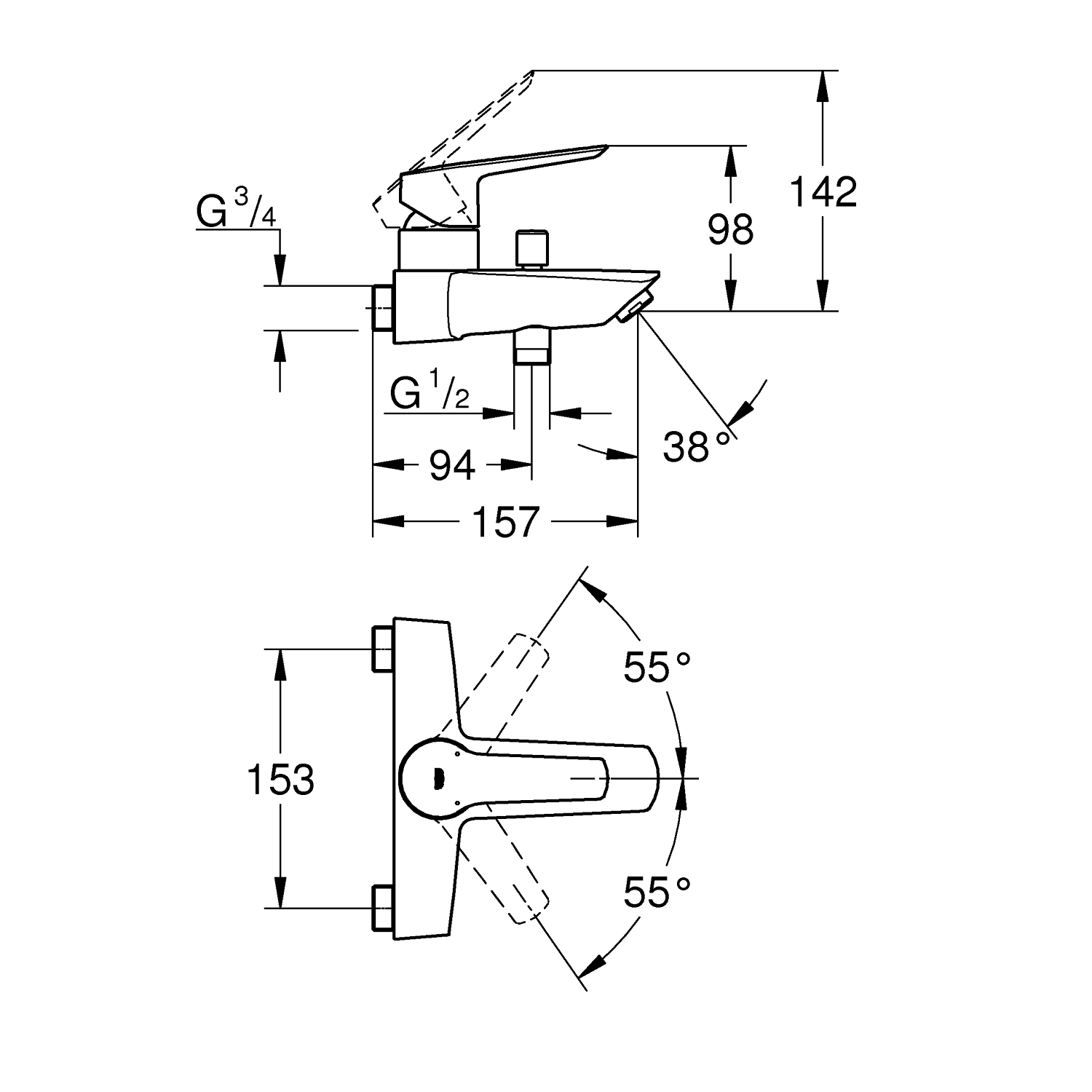 Start Single-lever bath mixer, ¾" 4