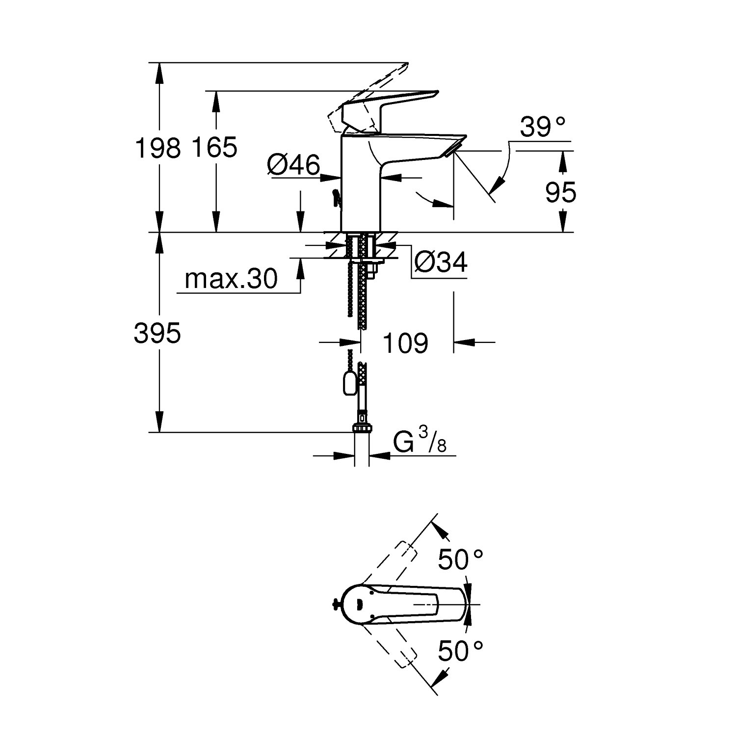 Start - Basin Tap S-Size with Chain - Chrome 4