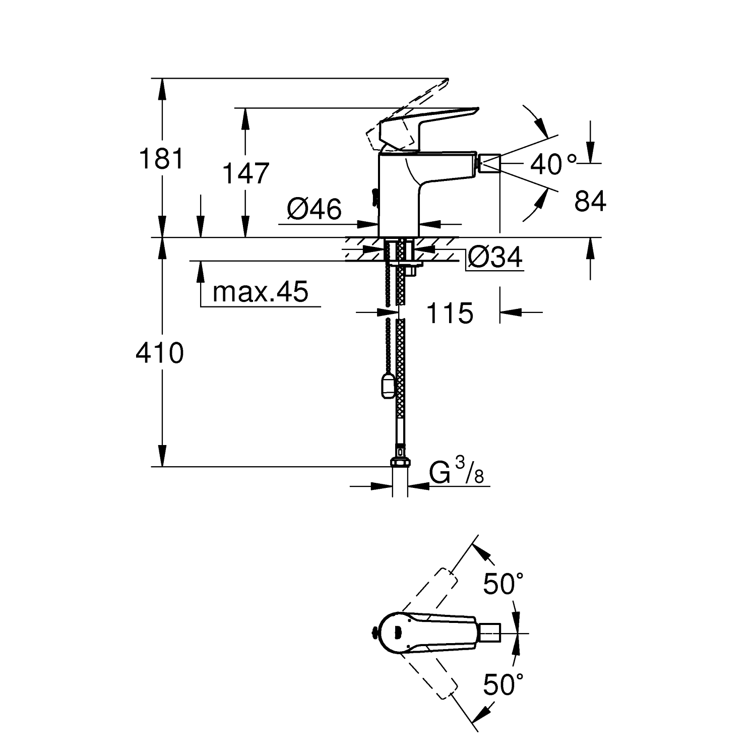 Start - Bidet Tap with Chain - Chrome 4