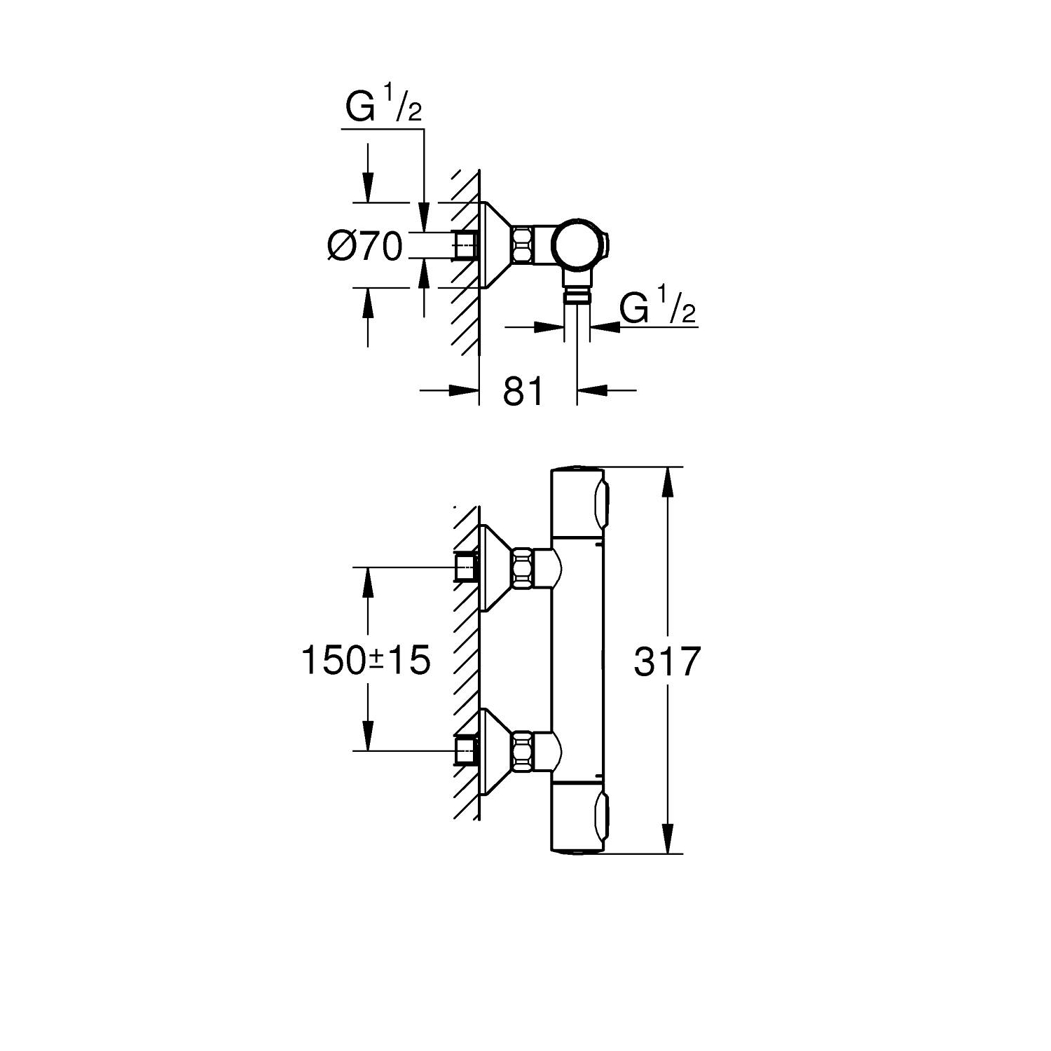 Precision Flow Thermostatische douchekraan 1/2" 4